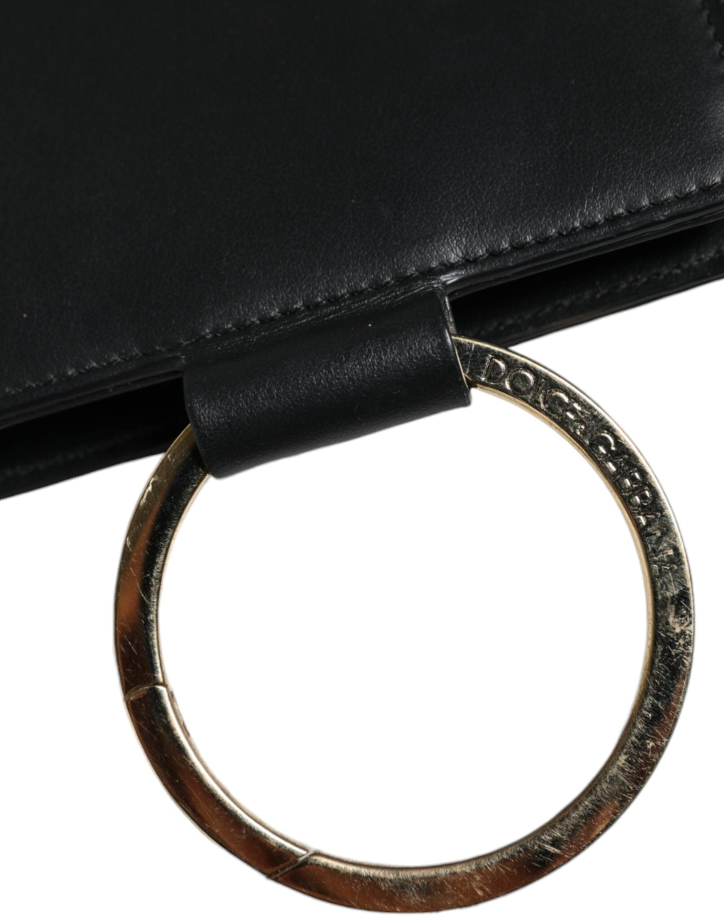 Dolce & Gabbana Black Leather Logo Plaque Neck Strap Card Coin Women's Wallet (Pre-Owned)