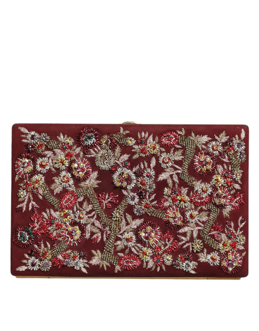 Dolce & Gabbana Bordeaux Velvet Gold Frame Clutch Evening Women's Bag (Pre-Owned)