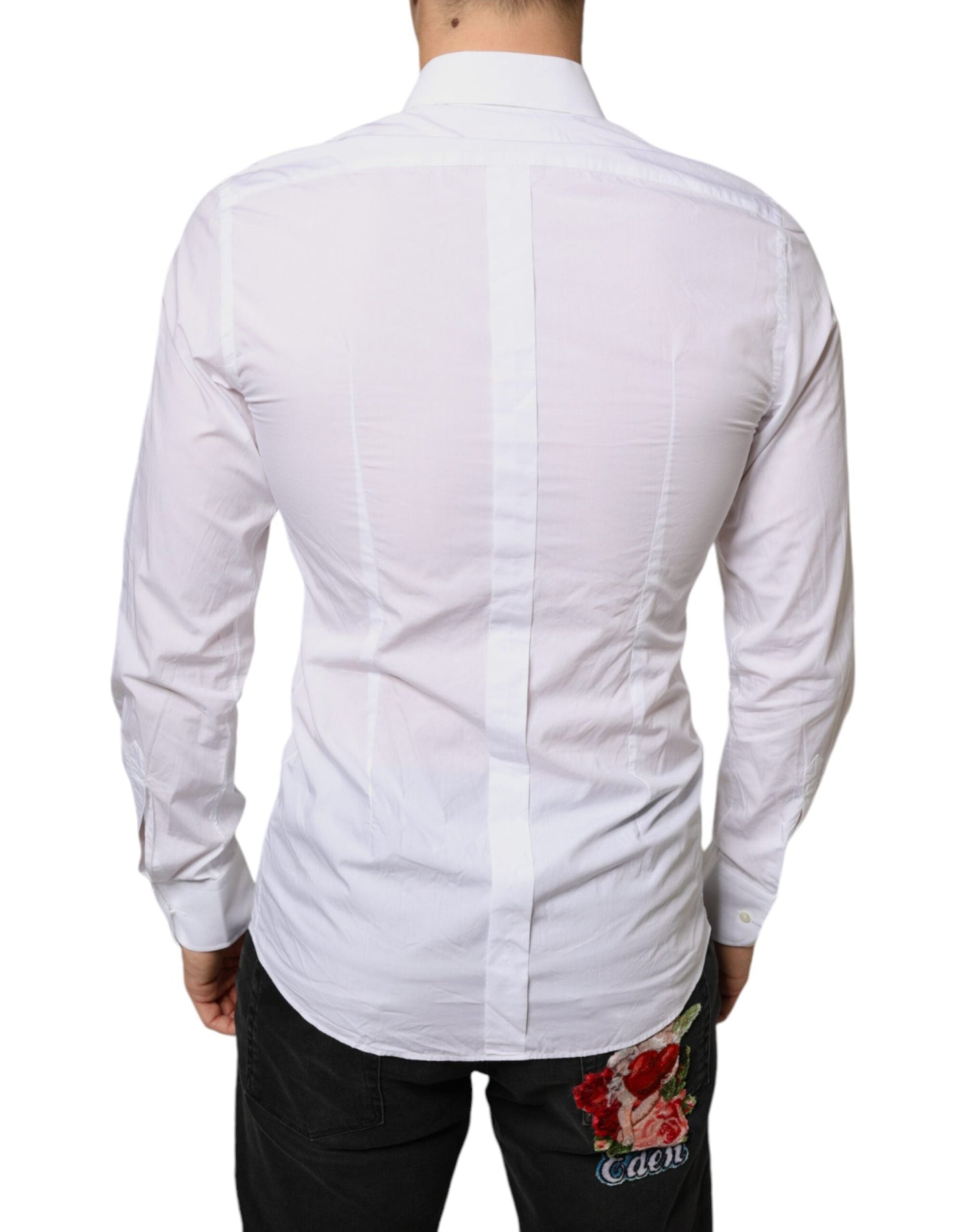 Dolce & Gabbana White Bib Cotton Poplin Formal Dress Men's Shirt (Pre-Owned)