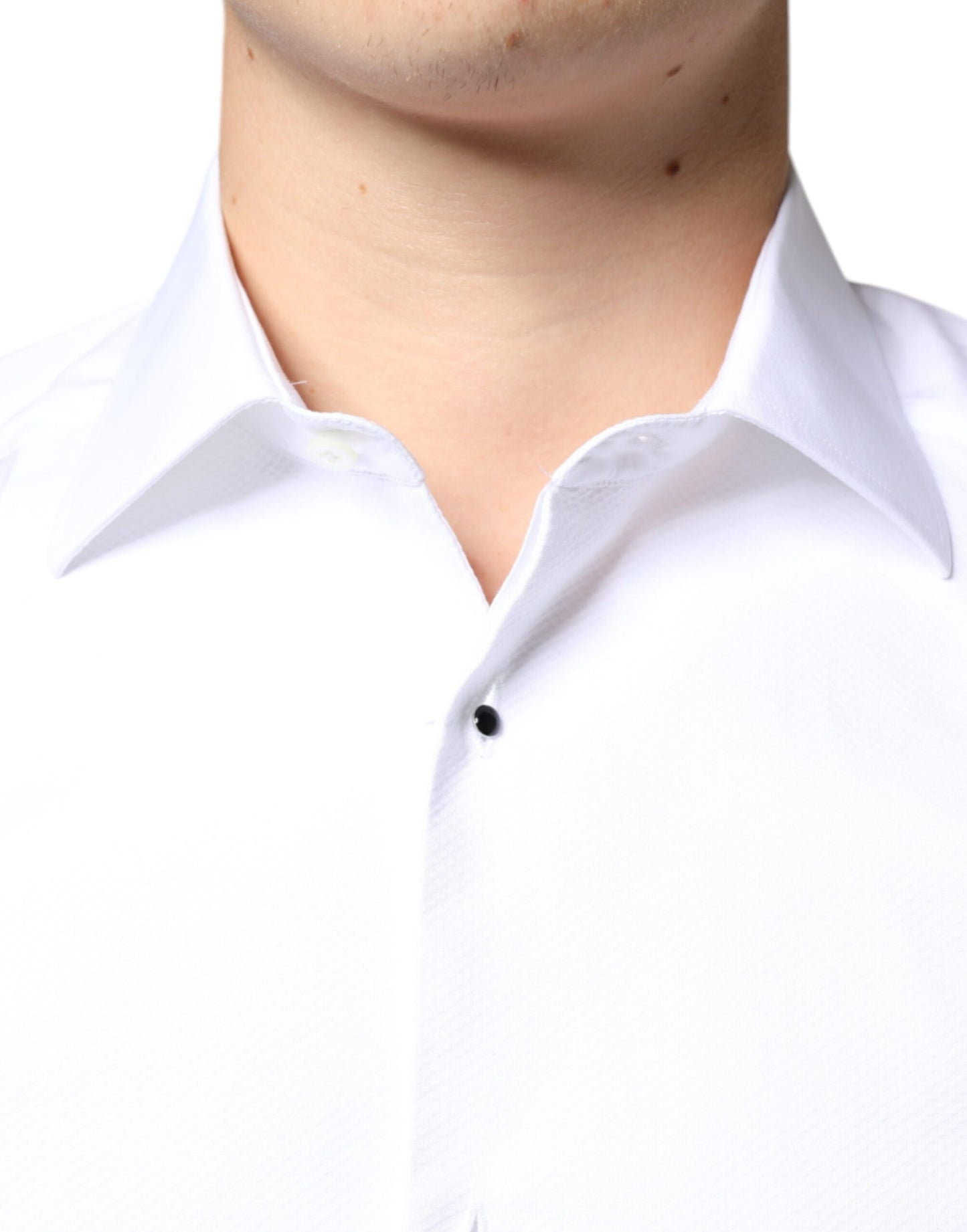 Dolce & Gabbana White Bib Cotton Poplin Formal Dress Men's Shirt (Pre-Owned)