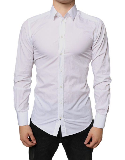 Dolce & Gabbana White Cotton Collared Men Formal Dress Men's Shirt (Pre-Owned)