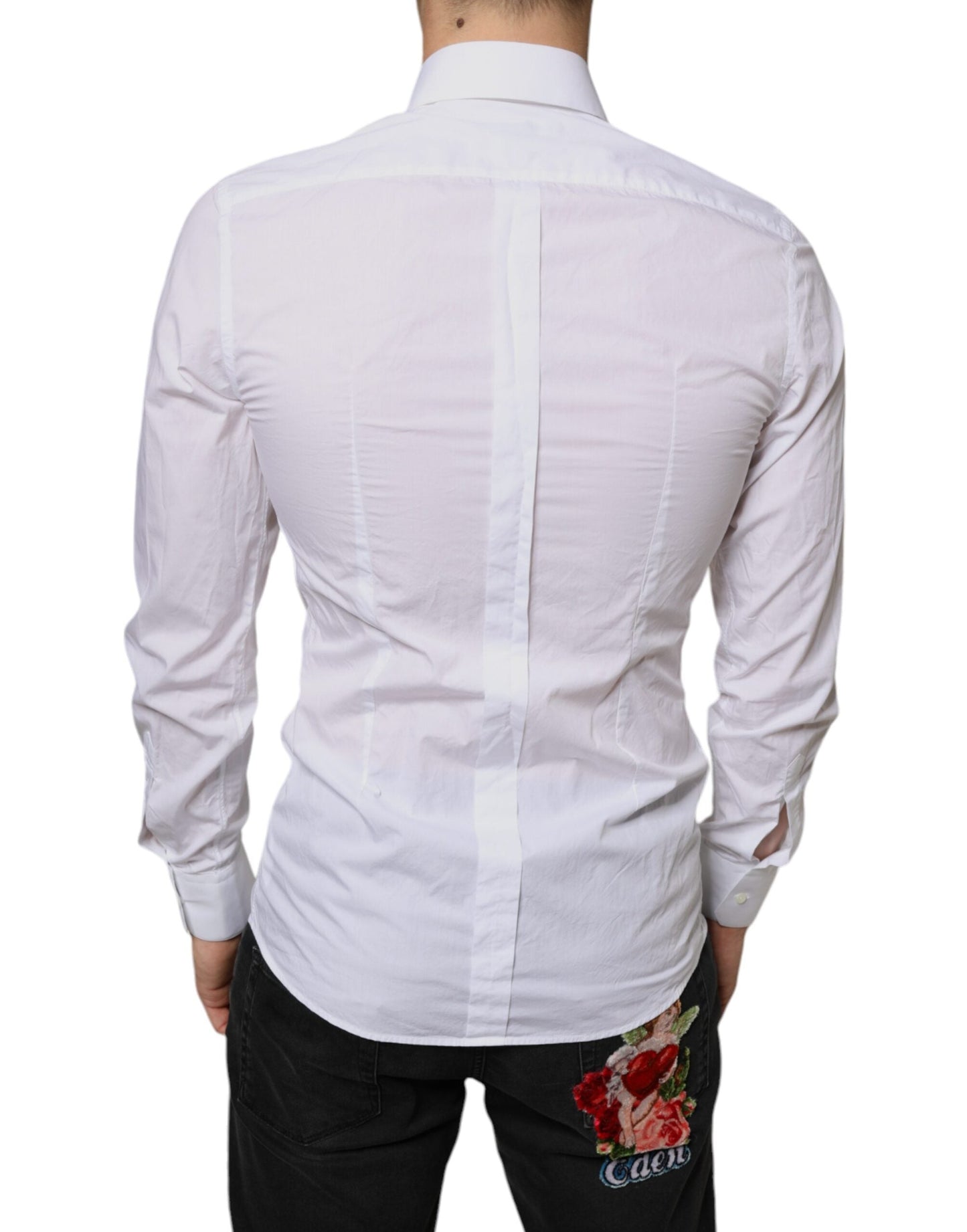 Dolce & Gabbana White Cotton Collared Men Formal Dress Men's Shirt (Pre-Owned)