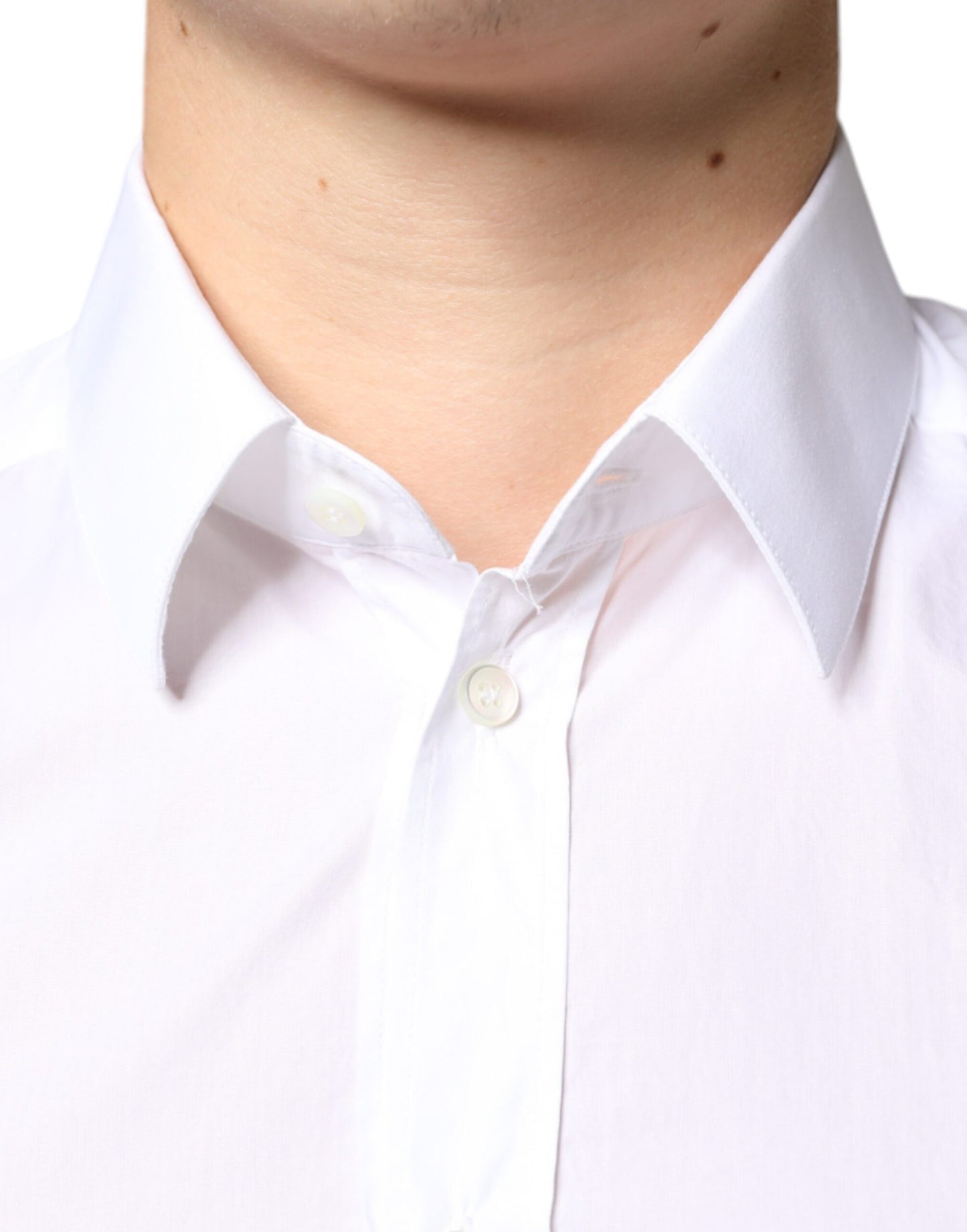 Dolce & Gabbana White Cotton Collared Men Formal Dress Men's Shirt (Pre-Owned)