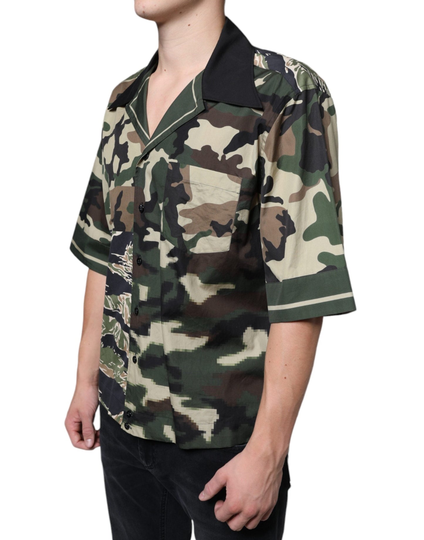 Dolce & Gabbana Multicolor Camouflage Button Down Men Casual Men's Shirt