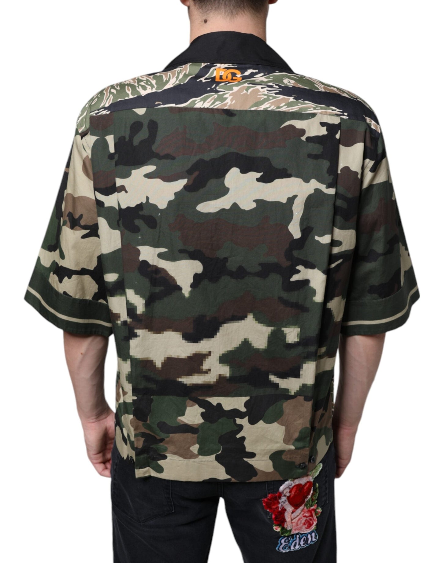 Dolce & Gabbana Multicolor Camouflage Button Down Men Casual Men's Shirt