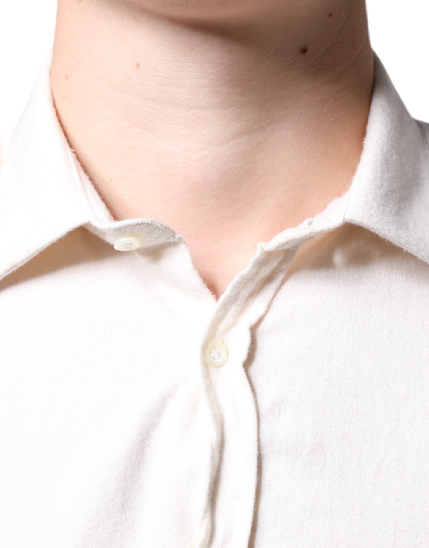 AGLINI Off White Cotton Collared Men Formal Dress Men's Shirt (Pre-Owned)