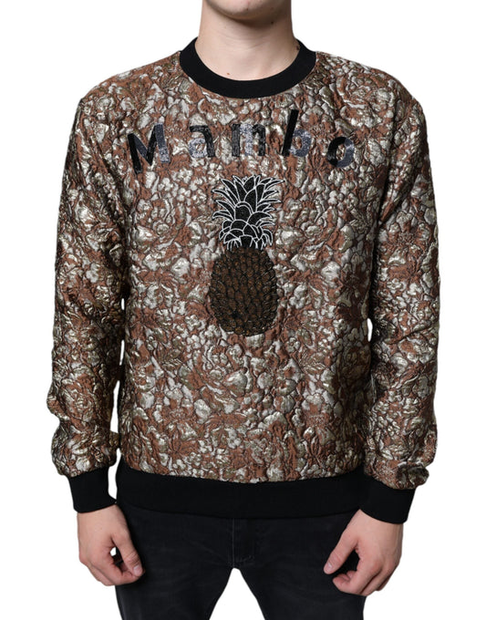 Dolce & Gabbana Brown Jacquard Mambo Pineapple Pullover Men's Sweater (Pre-Owned)