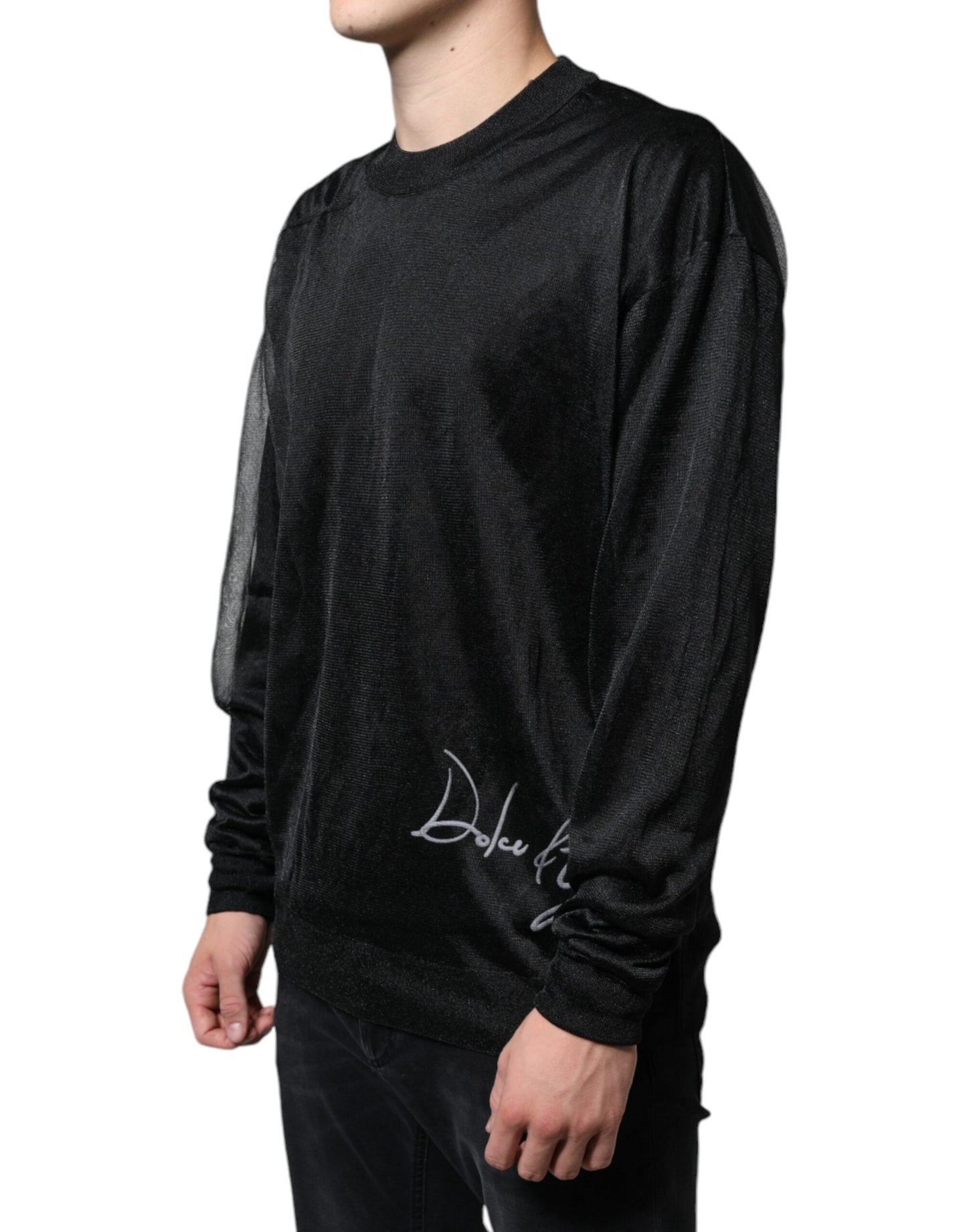 Dolce & Gabbana Black Polyester Pullover Sweatshirt Men's Sweater (Pre-Owned)
