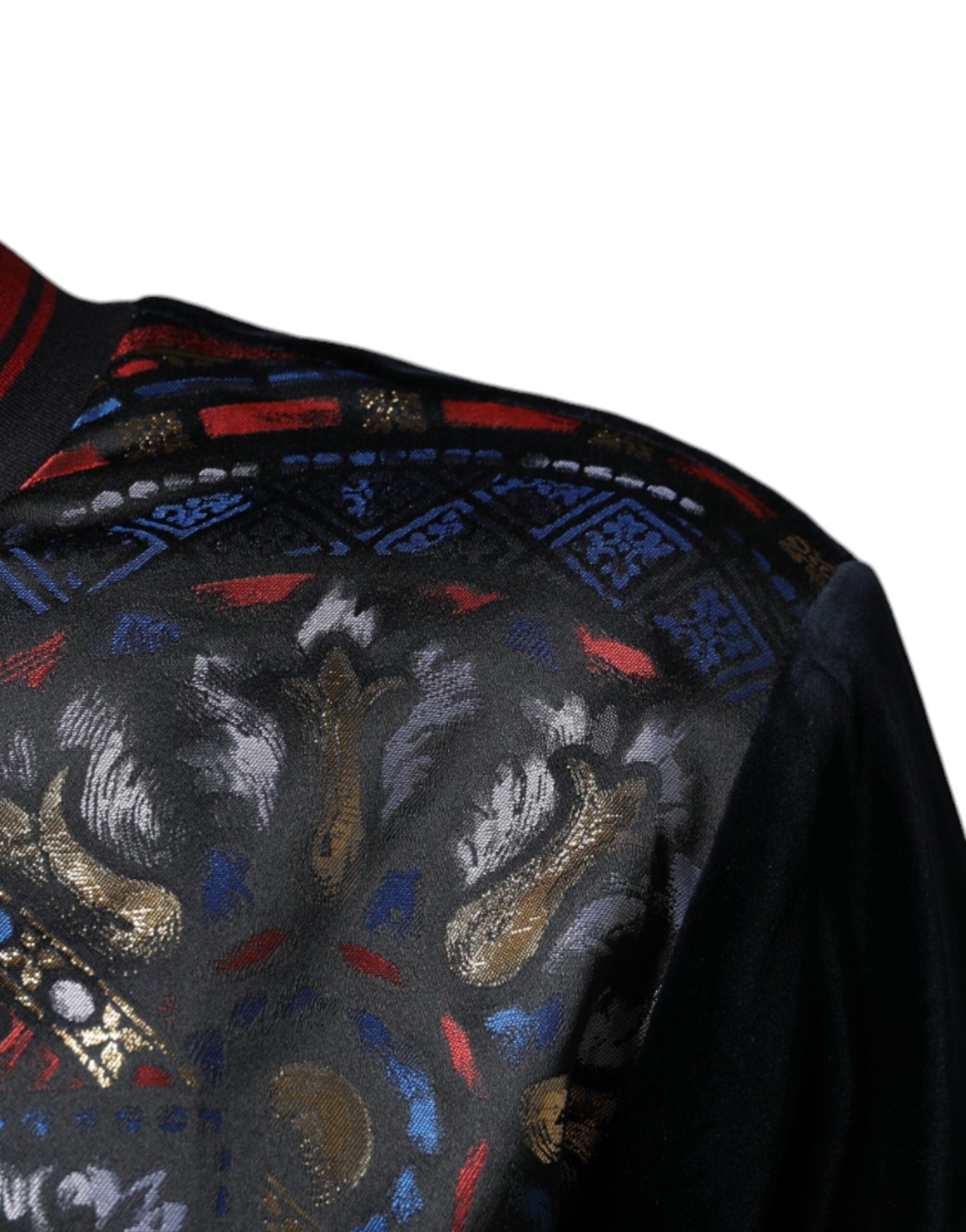 Dolce & Gabbana Multicolor Jacquard Crew Neck Sweatshirt Men's Sweater