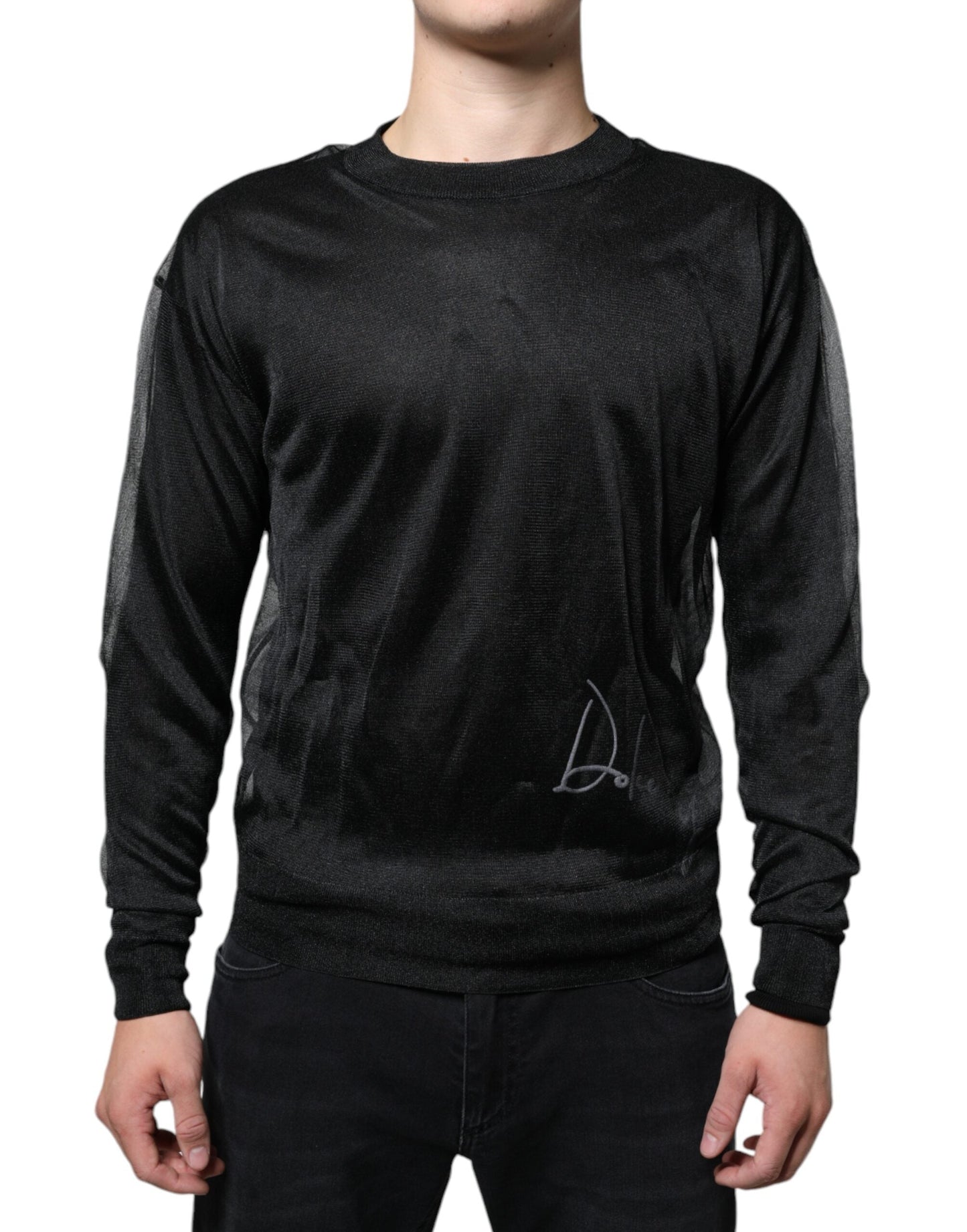 Dolce & Gabbana Black Polyester Pullover Sweatshirt Men's Sweater (Pre-Owned)