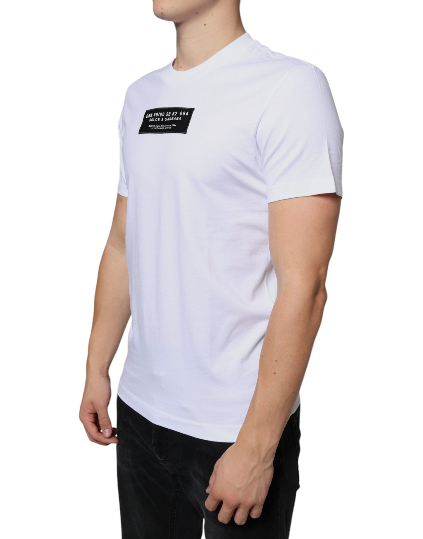 Dolce & Gabbana White Cotton DG Applique Casual Men's T-shirt