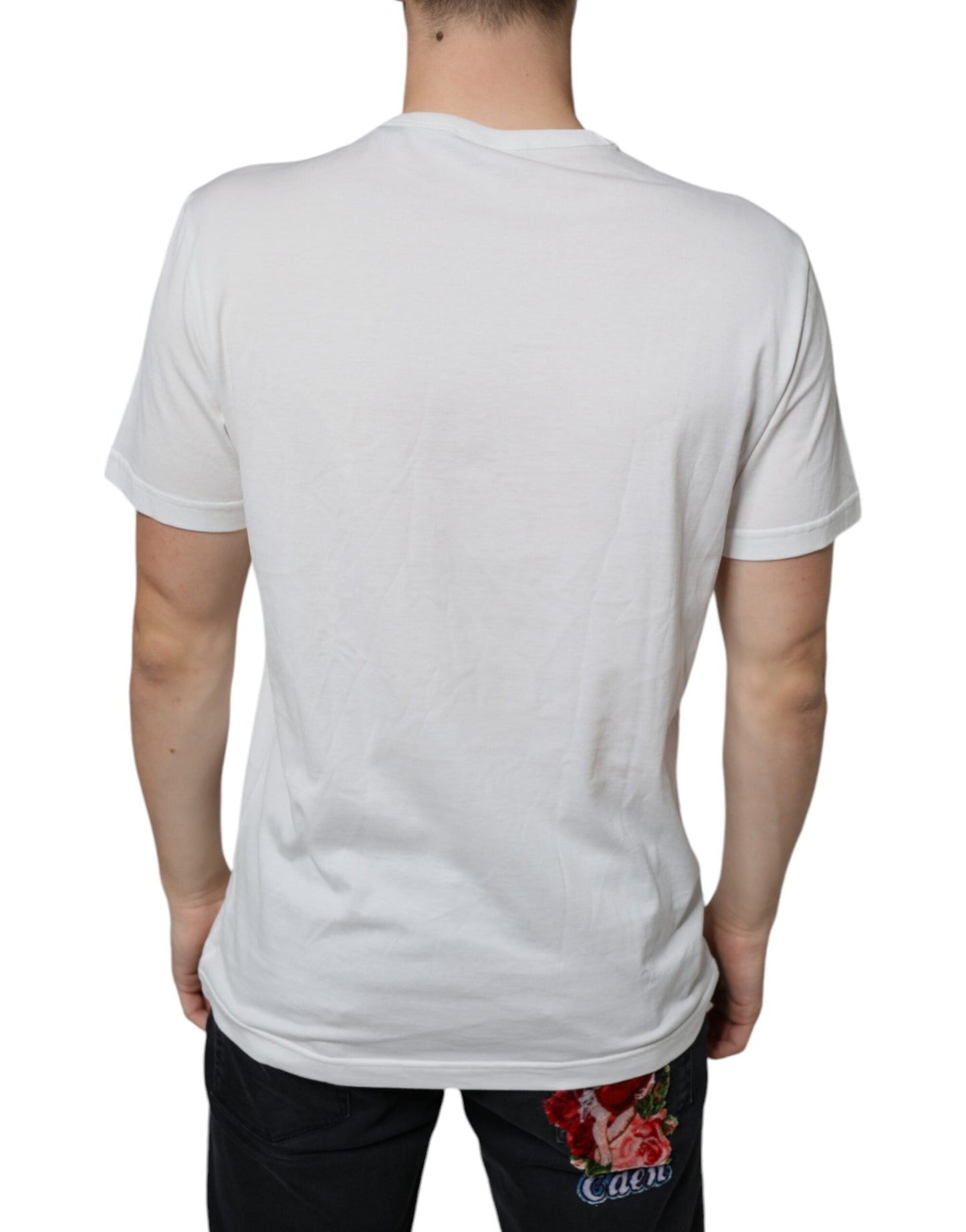 Dolce & Gabbana White Cotton DG Logo Print Men's T-shirt