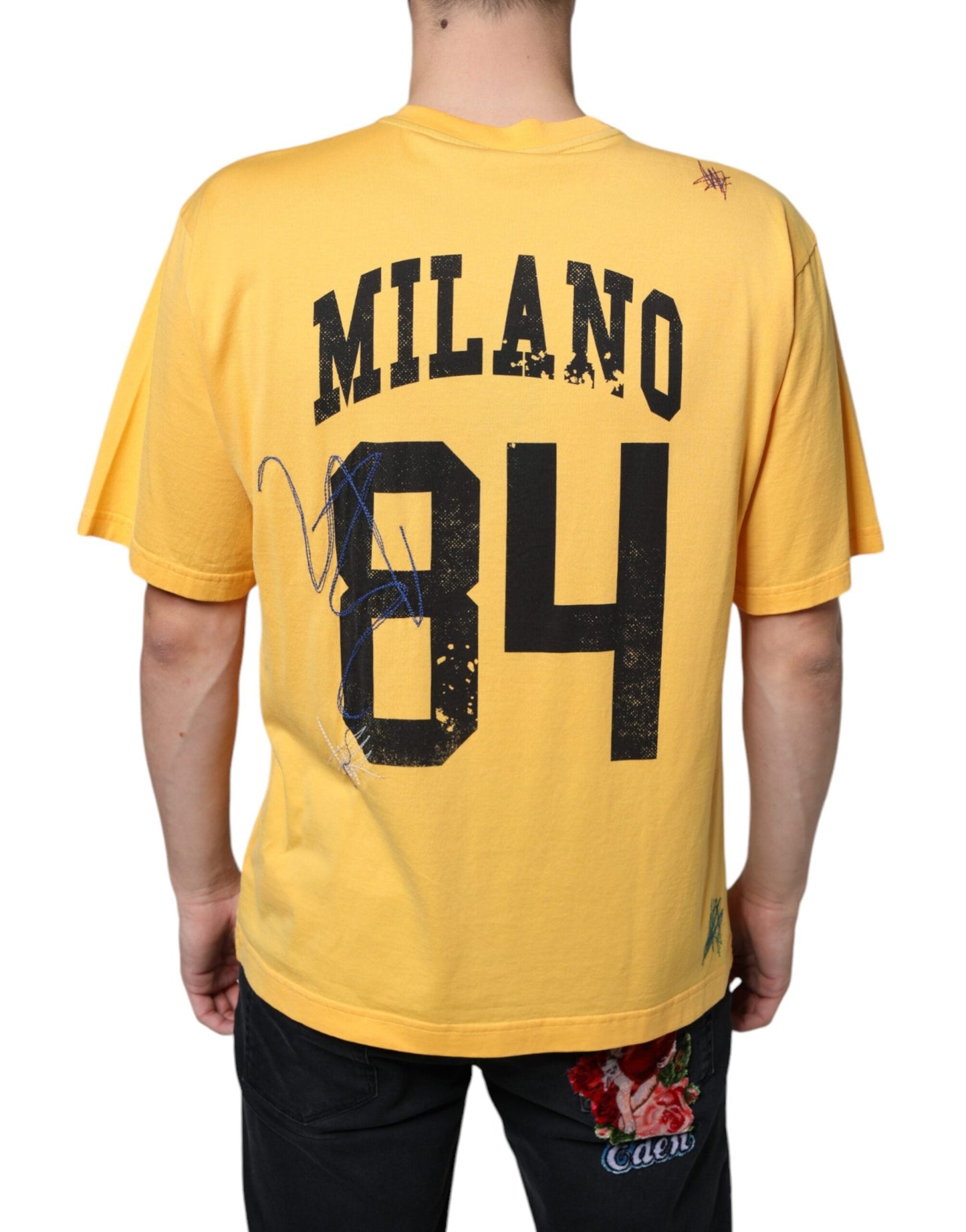 Dolce & Gabbana Yellow Secret Graden Floral Cotton Crew Neck Men's T-shirt