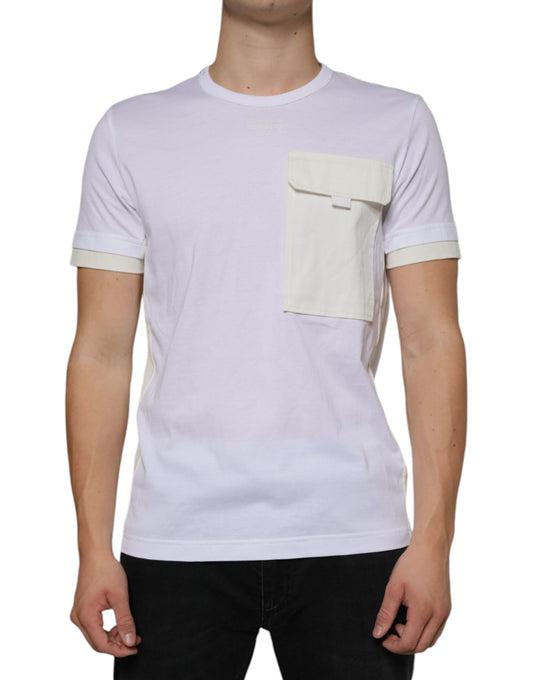 Dolce & Gabbana White Cotton Pocket Short Sleeves Men's T-shirt