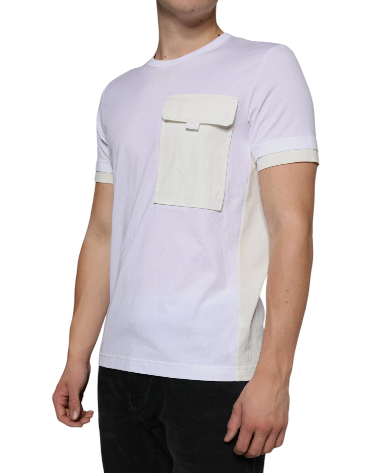 Dolce & Gabbana White Cotton Pocket Short Sleeves Men's T-shirt