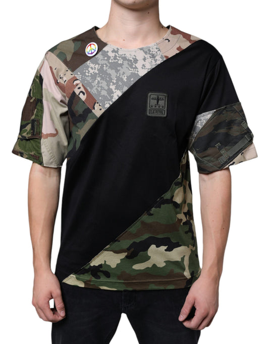 Dolce & Gabbana Multicolor Camouflage Patchwork DG Royal Men's T-shirt (Pre-Owned)