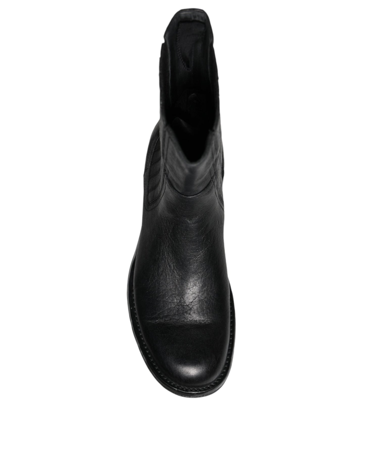 Dolce & Gabbana Black Horse Leather Mid Calf Boots Men's Shoes (Pre-Owned)