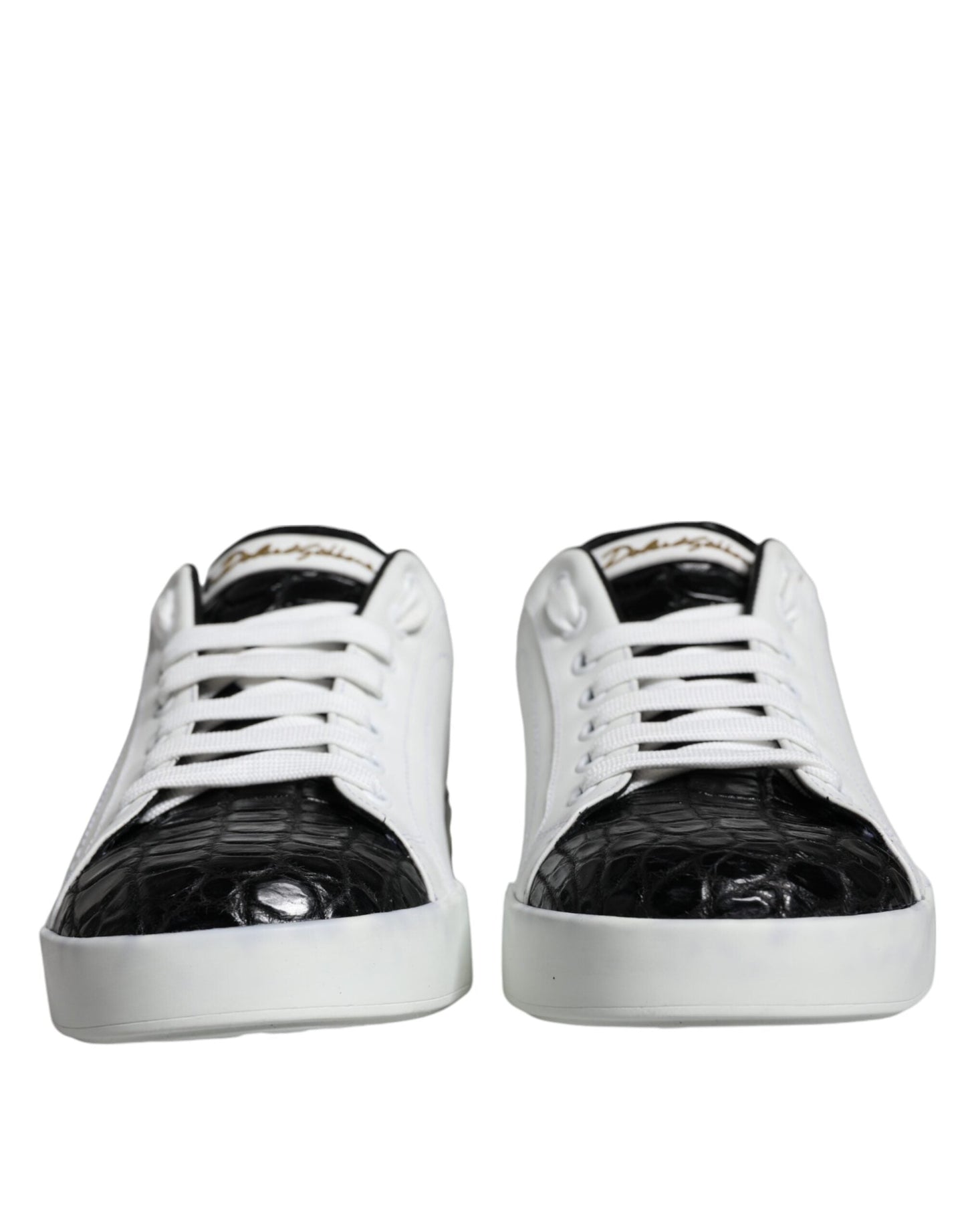 Dolce & Gabbana Black Leather Logo Portofino Sneaker Men's Shoes (Pre-Owned)