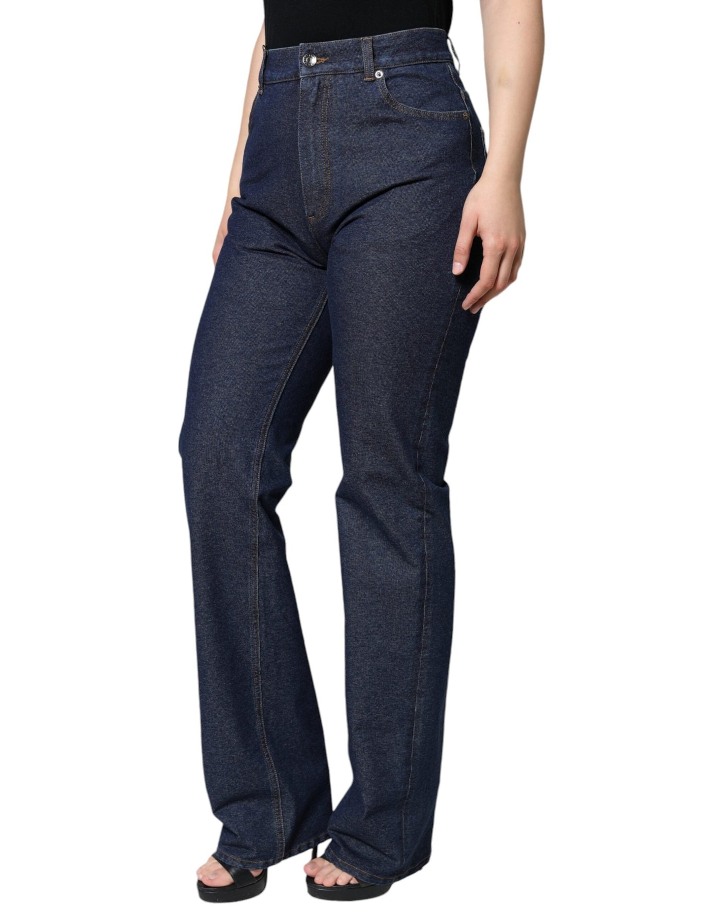 Dolce & Gabbana Dark Blue Cotton Stretch Straight Denim Women's Jeans