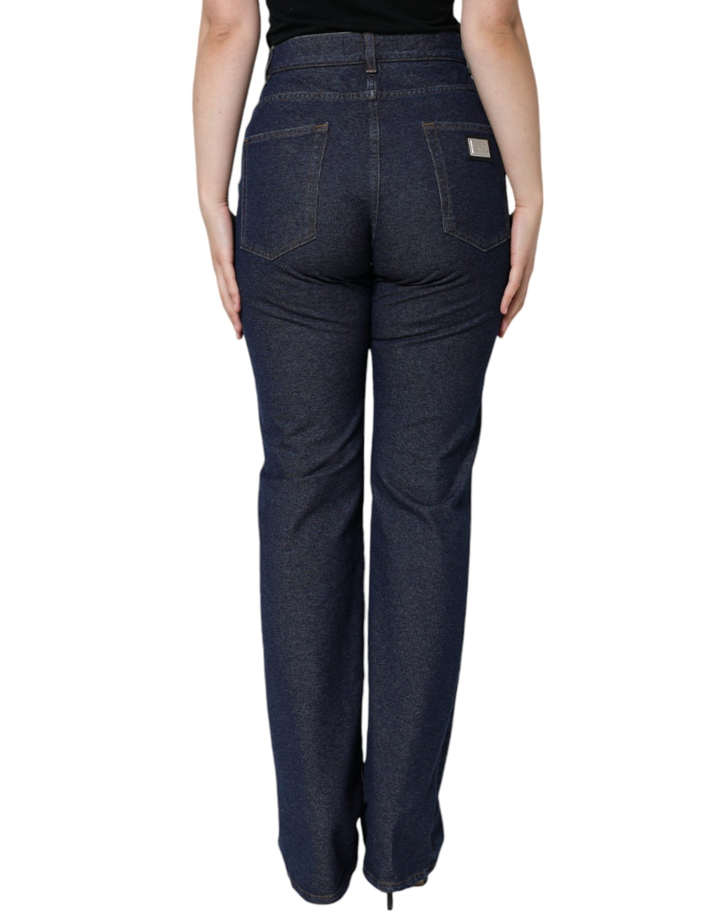 Dolce & Gabbana Dark Blue Cotton Stretch Straight Denim Women's Jeans