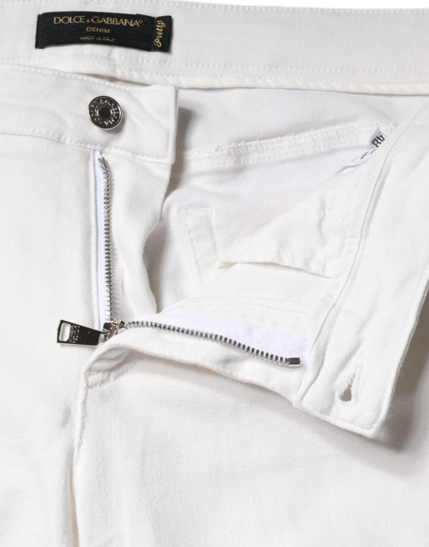 Dolce & Gabbana White Cotton Stretch Tattered Skinny Women's Jeans (Pre-Owned)
