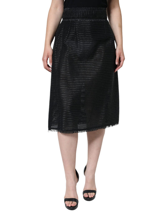 Dolce & Gabbana Black Viscose High Waist Pencil Cut Women's Skirt