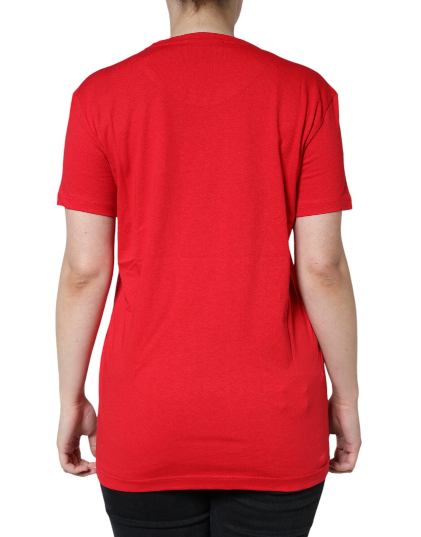Dolce & Gabbana Red Cotton Crew Neck Short Sleeve Tee Women's T-shirt