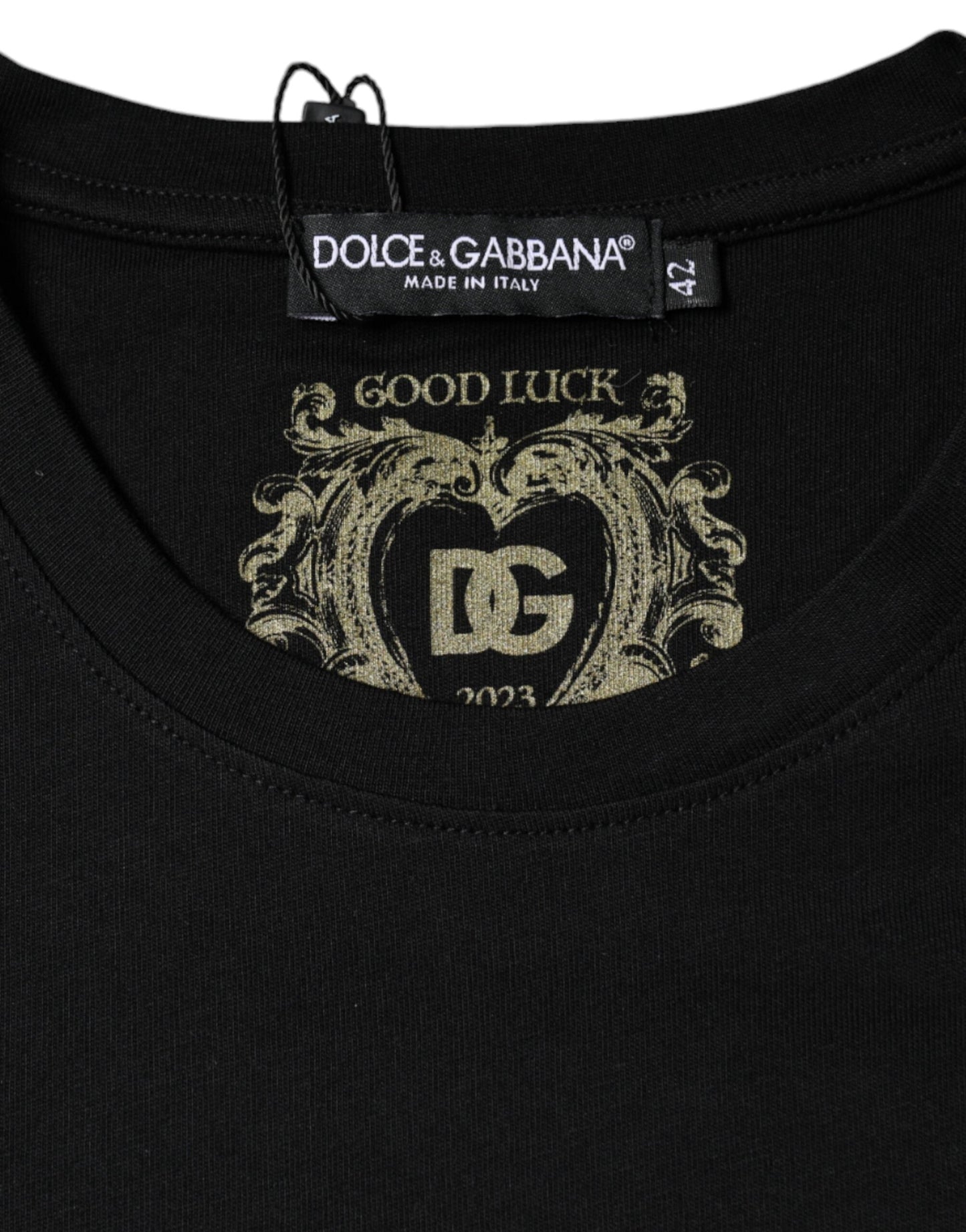 Dolce & Gabbana Black Cotton Crew Neck Short Sleeve Women's T-shirt