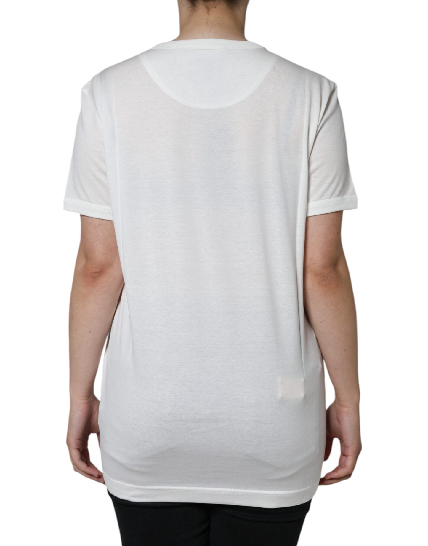 Dolce & Gabbana White Cotton Crew Neck Short Sleeve Women's T-shirt