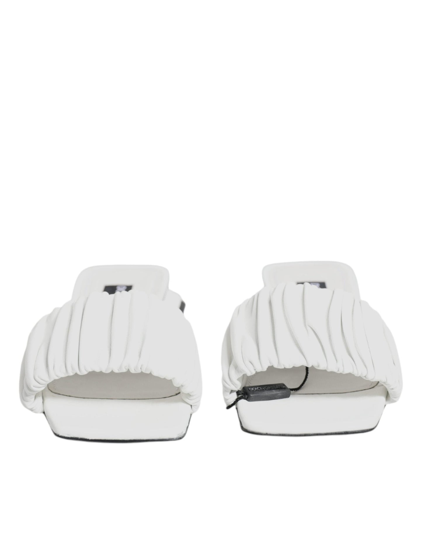 Dolce & Gabbana White Leather Slides Flats Sandals Women's Shoes (Pre-Owned)