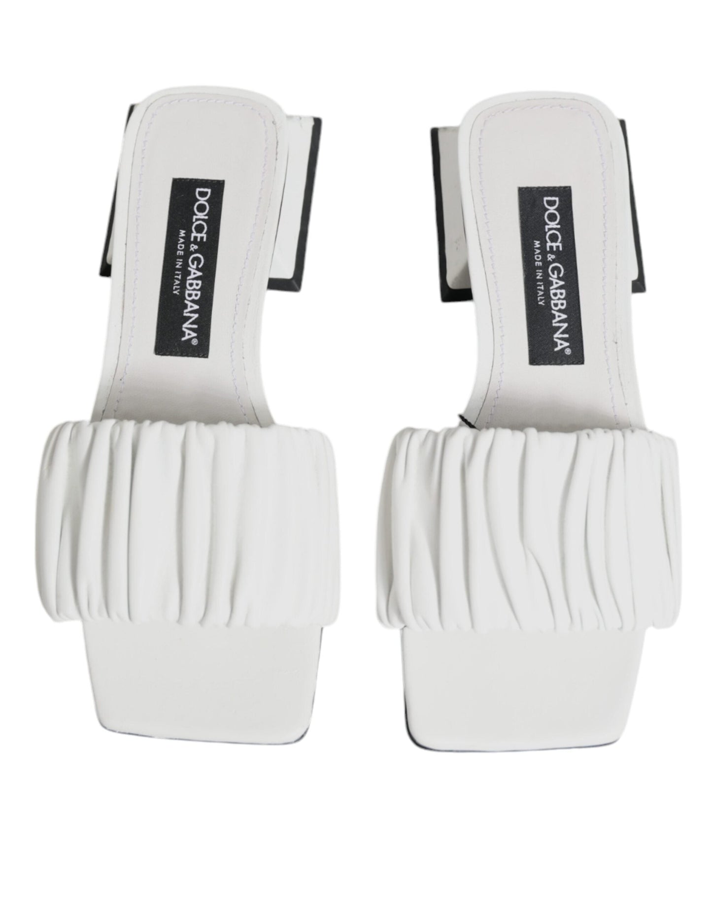 Dolce & Gabbana White Leather Slides Flats Sandals Women's Shoes (Pre-Owned)