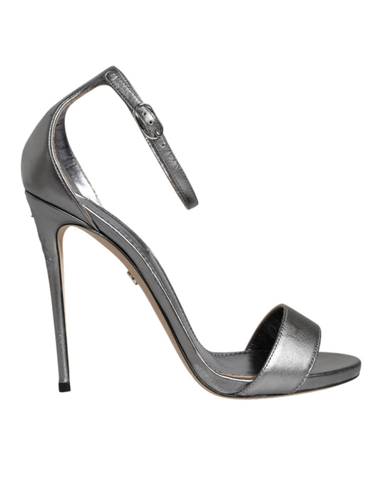 Dolce & Gabbana Silver KEIRA Heels Ankle Strap Sandals Women's Shoes (Pre-Owned)