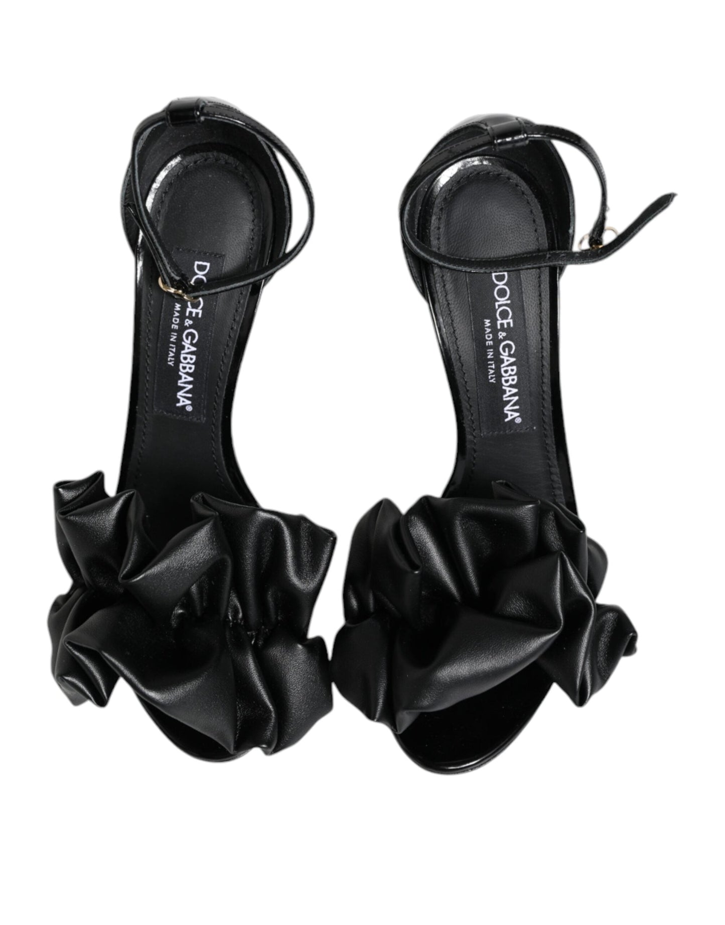 Dolce & Gabbana Black Leather Ankle Strap Heel Sandals Women's Shoes (Pre-Owned)