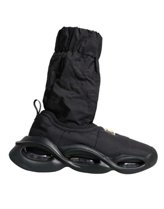 Dolce & Gabbana Black Slip On Wave Socks Sneakers Women's Shoes