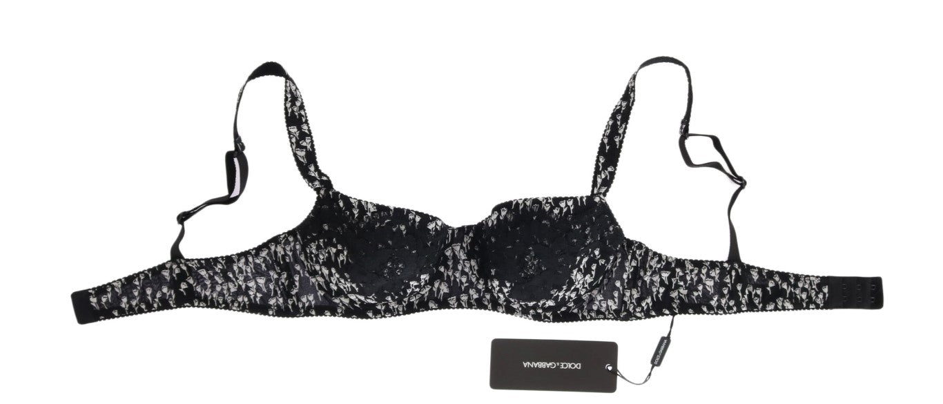 Dolce & Gabbana Black Silk White Lace Stretch Underwear Women's Bra