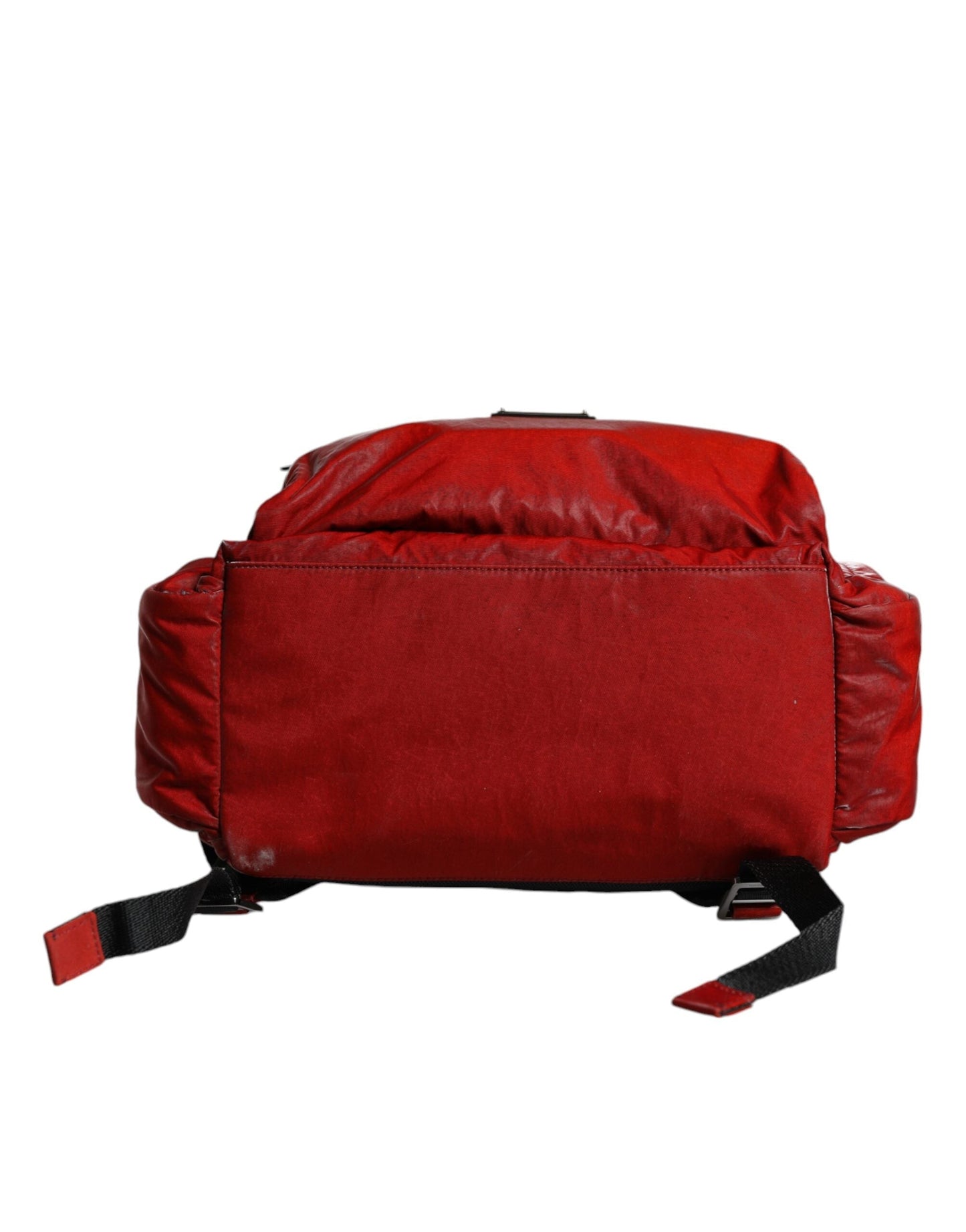 Dolce & Gabbana Red Patent Leather Logo Plaque Backpack Men's Bag