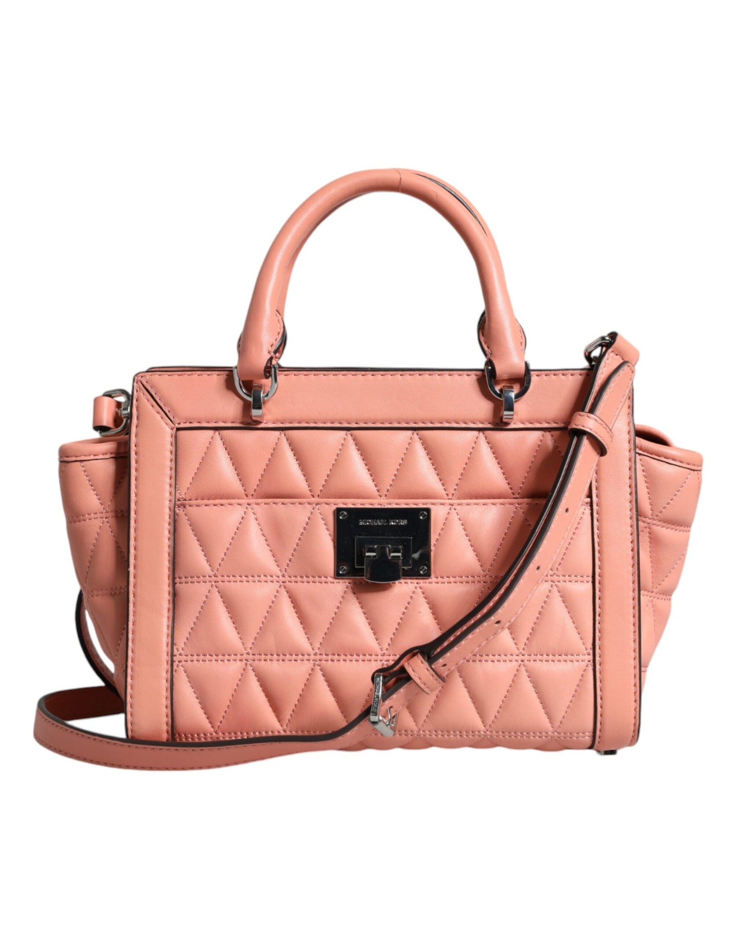 Michael Kors Peach Quilted Leather Logo Crossbody VIVIANNE Messenger Women's Bag