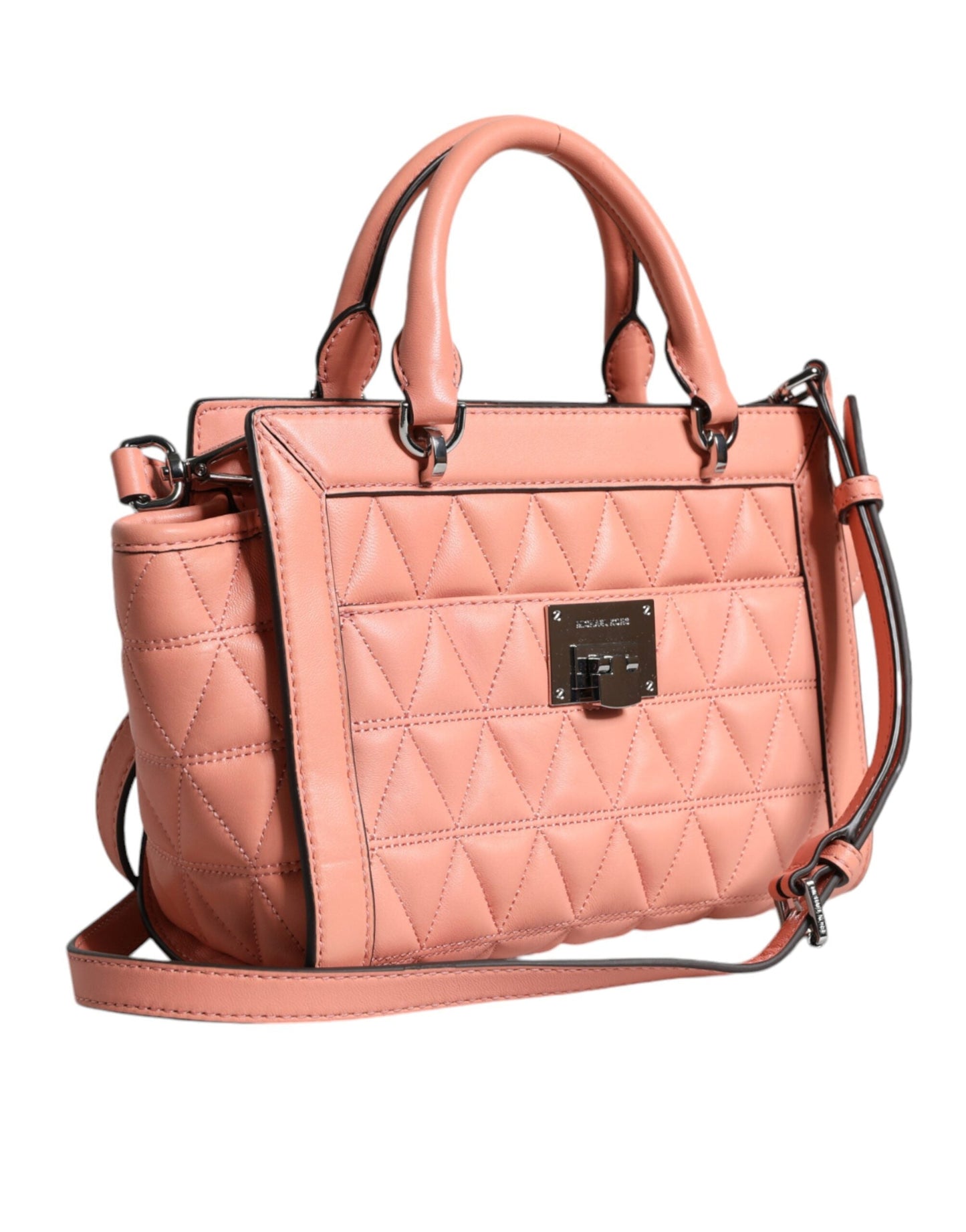 Michael Kors Peach Quilted Leather Logo Crossbody VIVIANNE Messenger Women's Bag