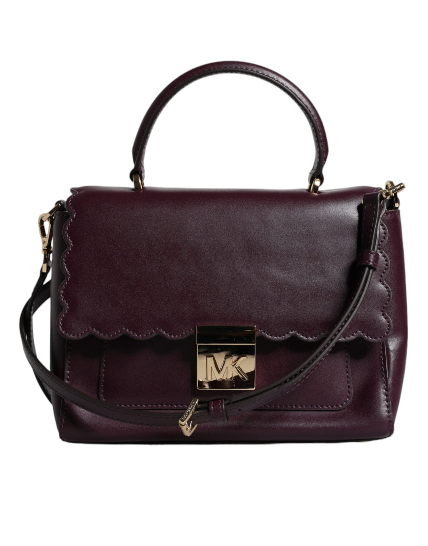 Michael Kors Purple Leather Logo Plaque Crossbody MINDY Satchel Women's Bag