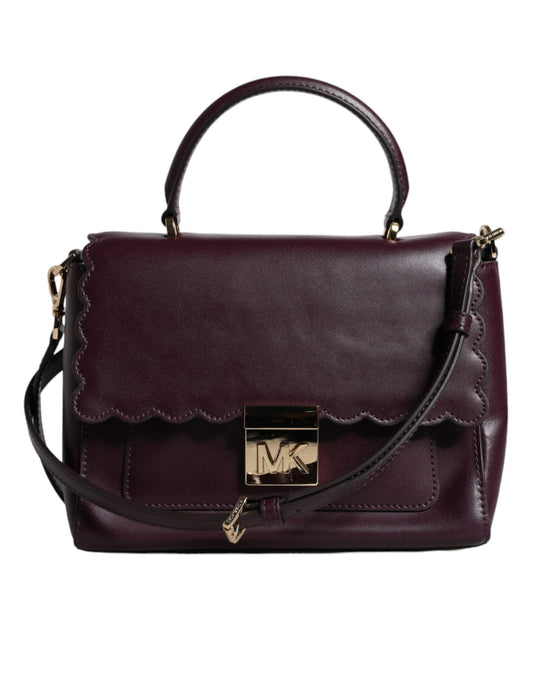 Michael Kors Purple Leather Logo Plaque Crossbody MINDY Satchel Women's Bag