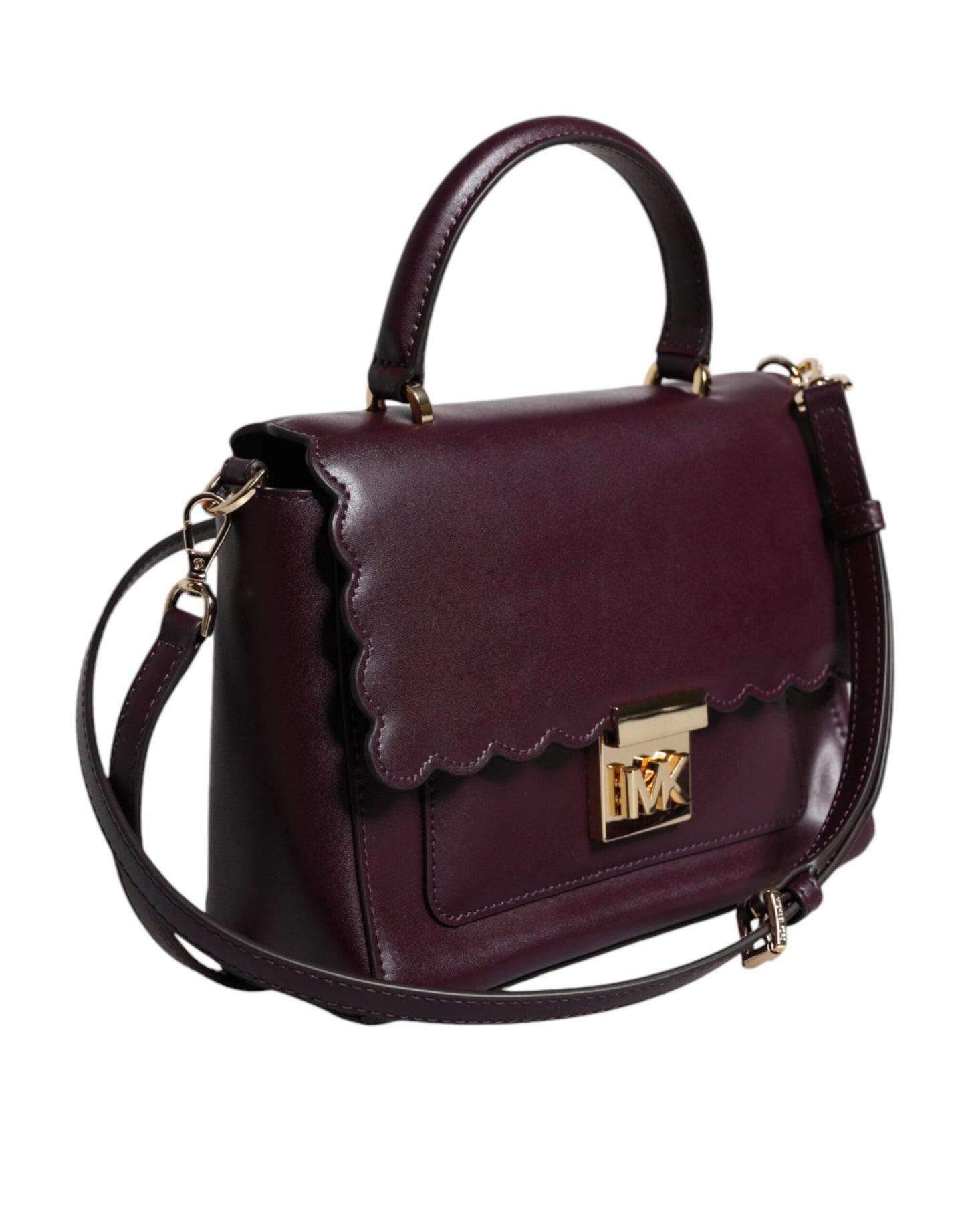 Michael Kors Purple Leather Logo Plaque Crossbody MINDY Satchel Women's Bag