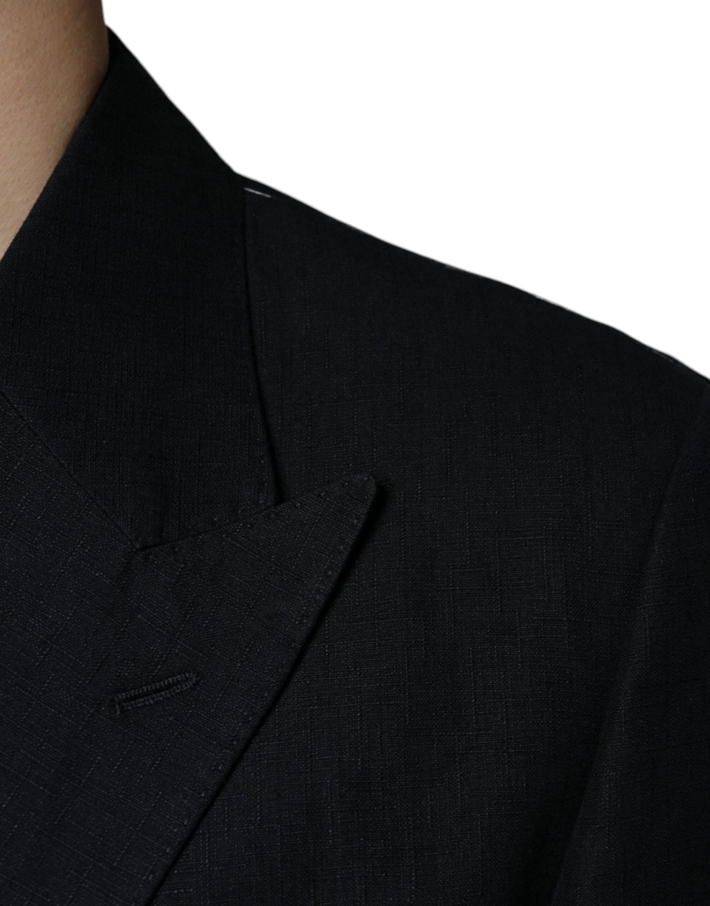 Dolce & Gabbana Black Linen Double Breasted Dress Men's Blazer