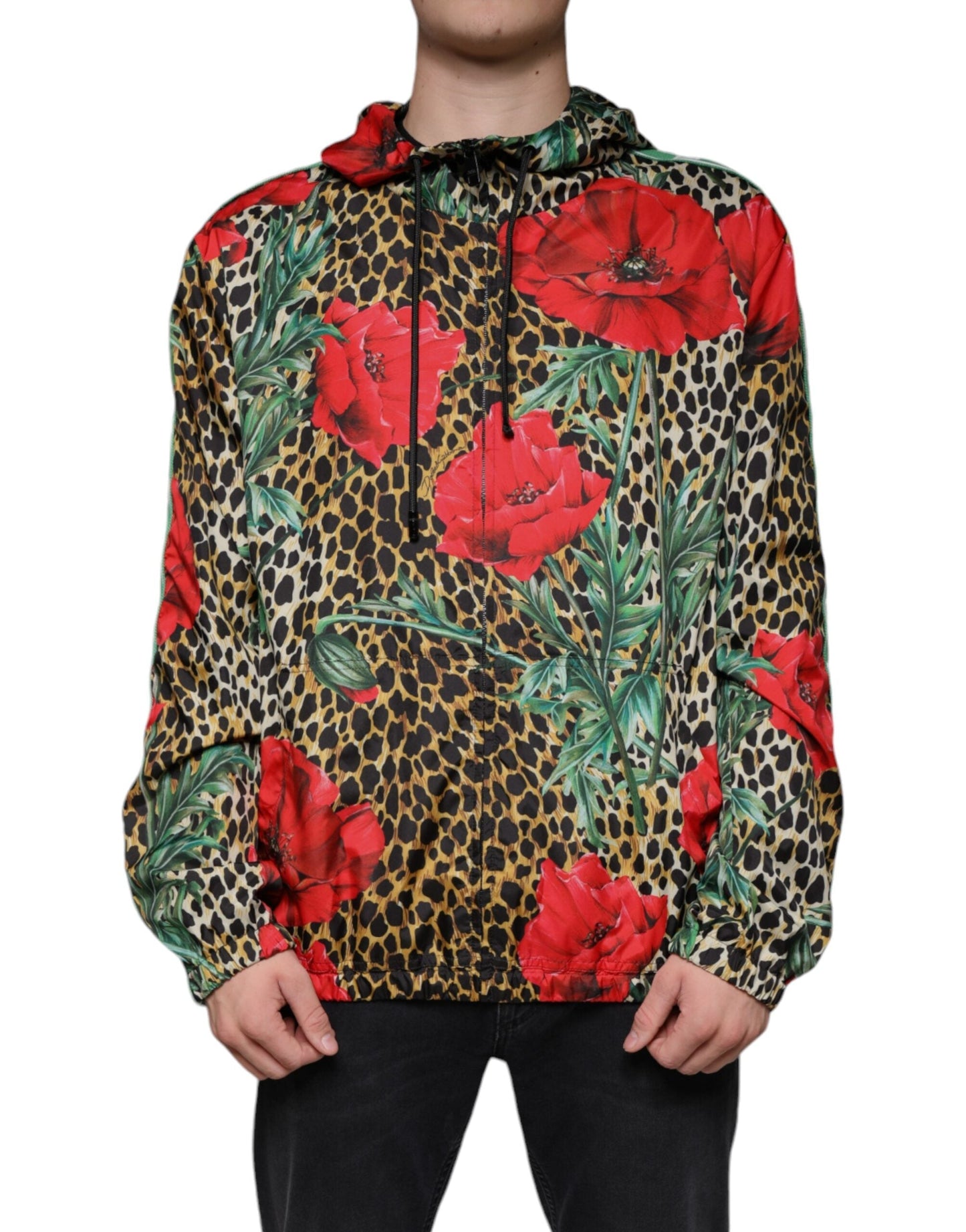 Dolce & Gabbana Multicolor Leopard Floral Hooded Men's Jacket (Pre-Owned)