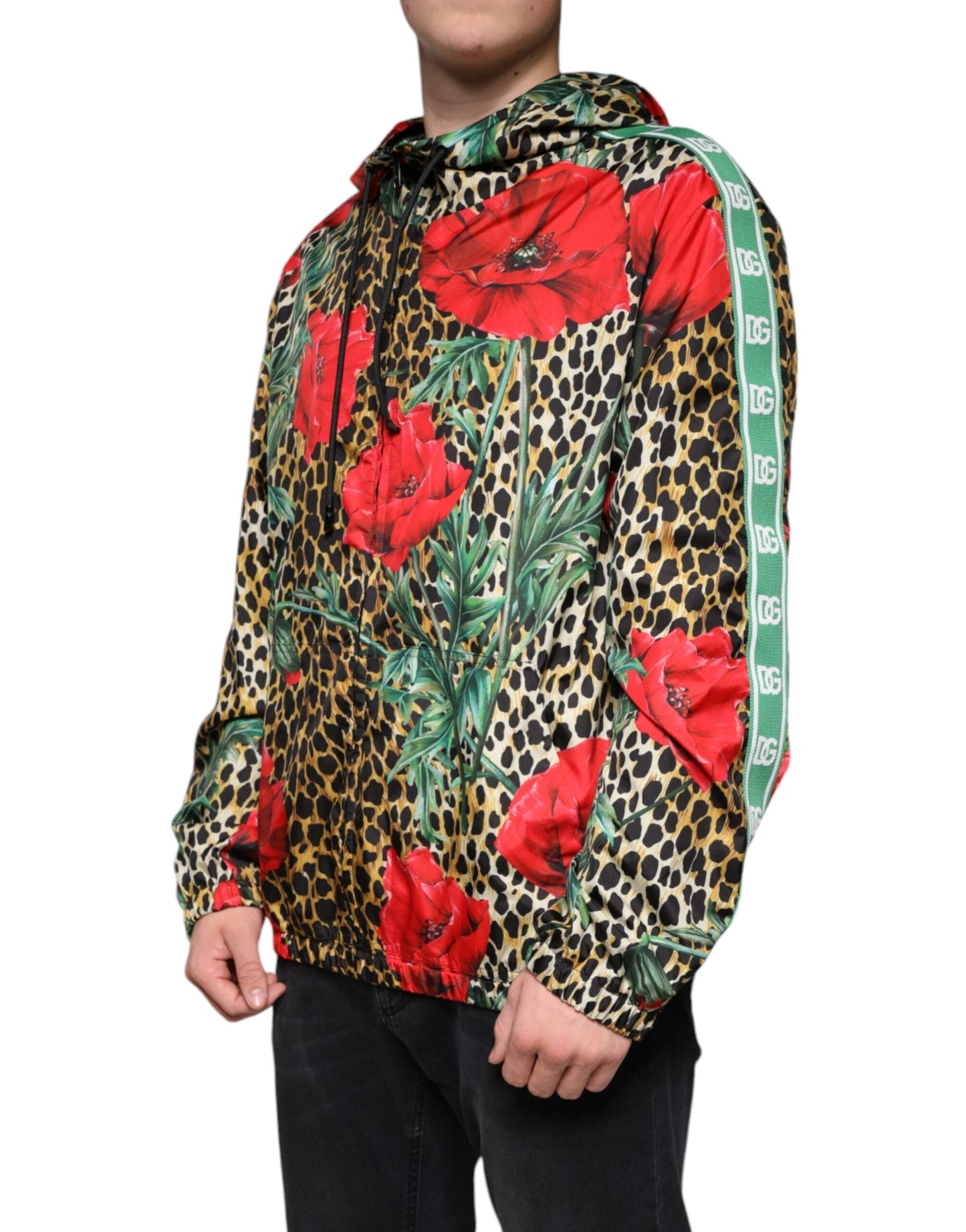 Dolce & Gabbana Multicolor Leopard Floral Hooded Men's Jacket (Pre-Owned)