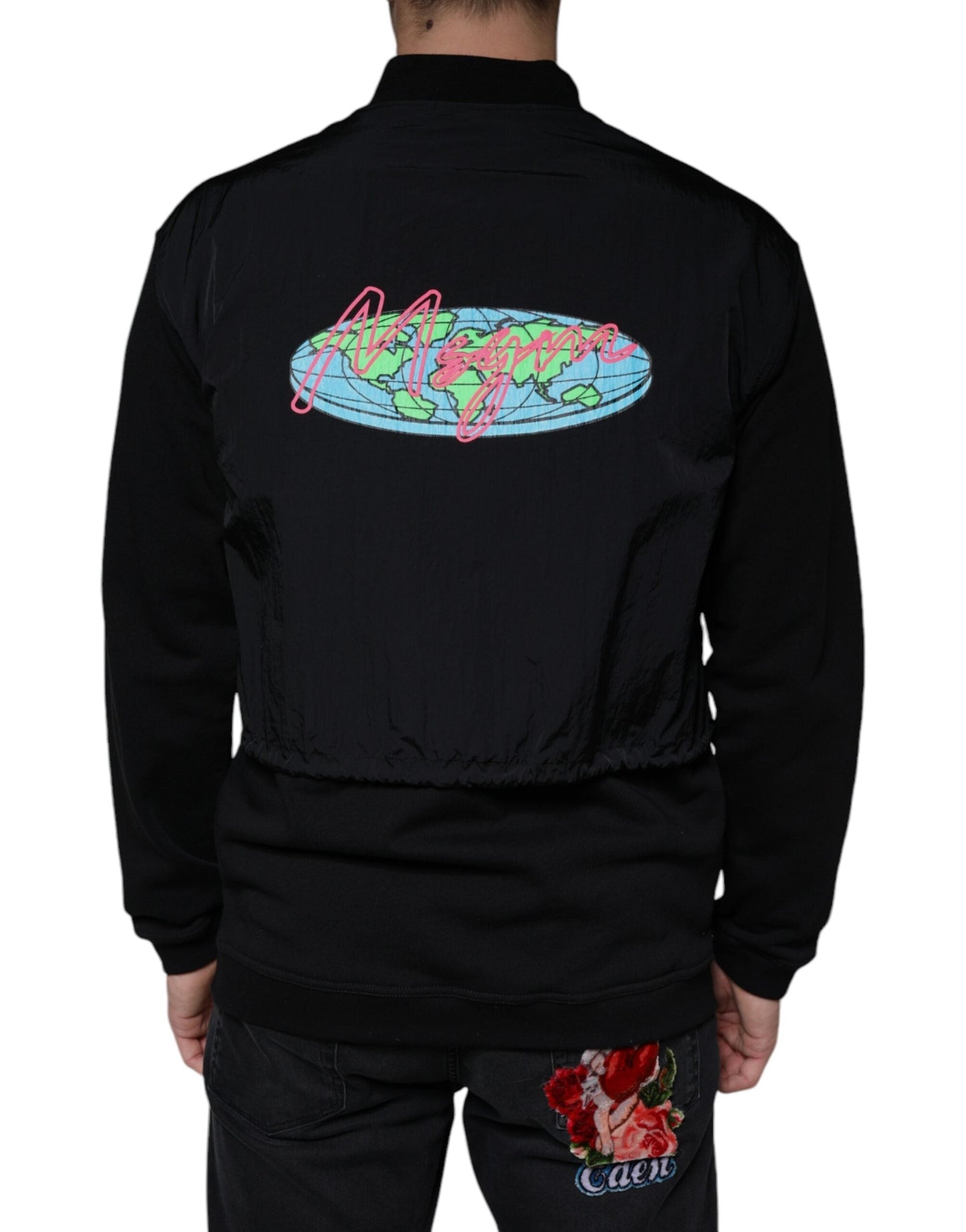 MSGM Black Cotton Full Zip Bomber Long Sleeves Men's Jacket (Pre-Owned)
