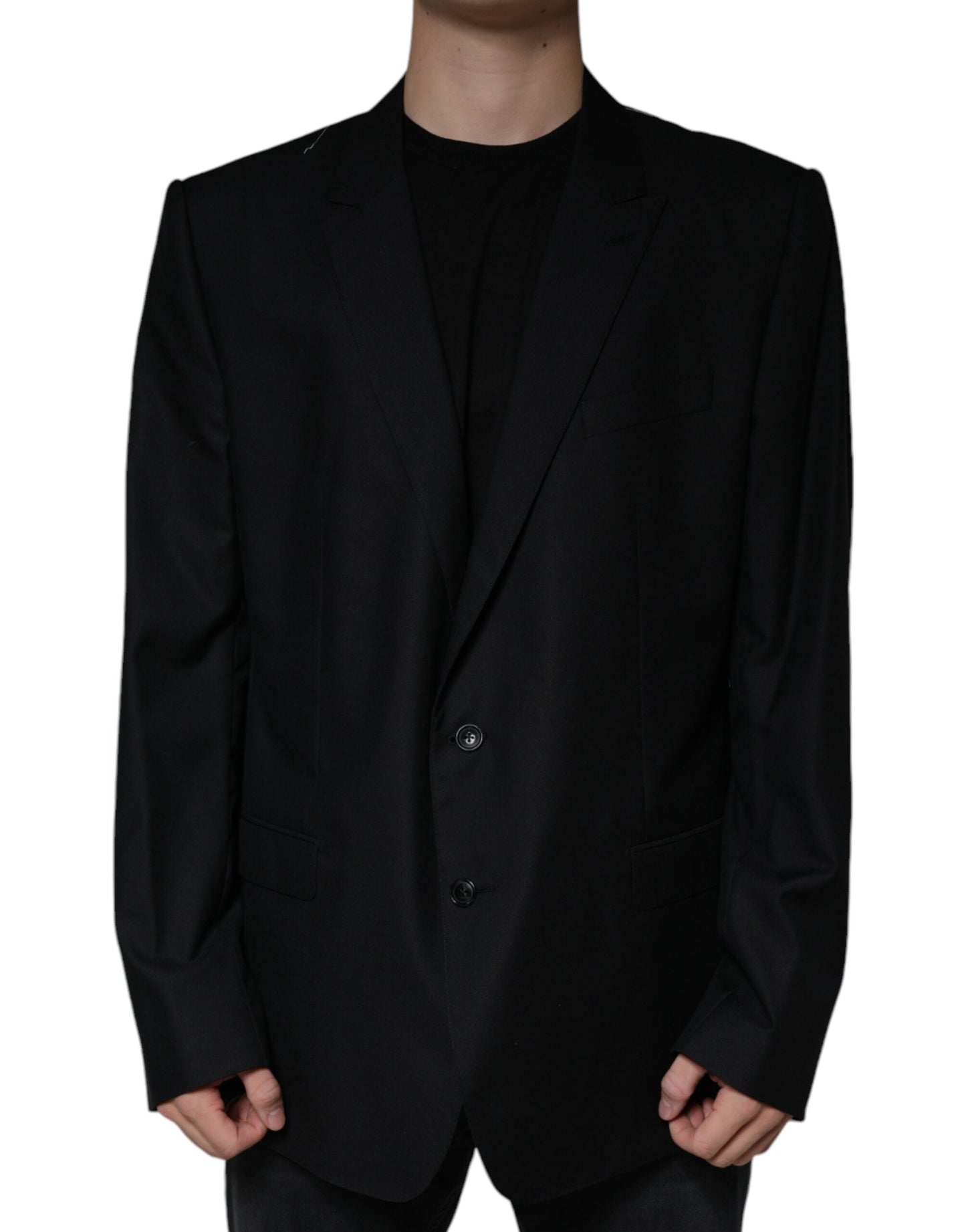 Dolce & Gabbana Black Wool Single Breasted Men Coat Men's Blazer (Pre-Owned)