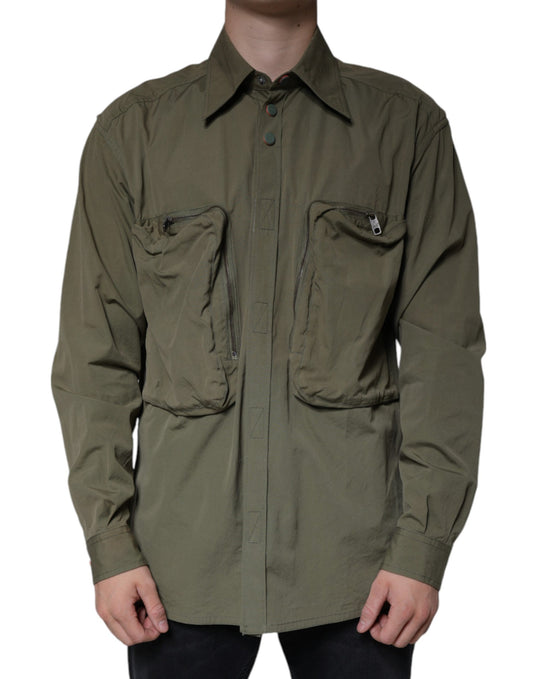 Dolce & Gabbana Military Green Cotton Bend Collared Coat Men's Jacket (Pre-Owned)