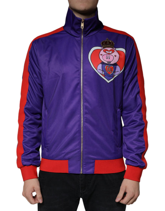 Dolce & Gabbana Purple YEAR OF THE PIG Full Zip Bomber Men's Jacket (Pre-Owned)