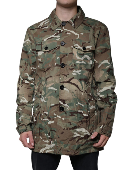 Dolce & Gabbana Multicolor Camouflage Collared Coat Men's Jacket (Pre-Owned)