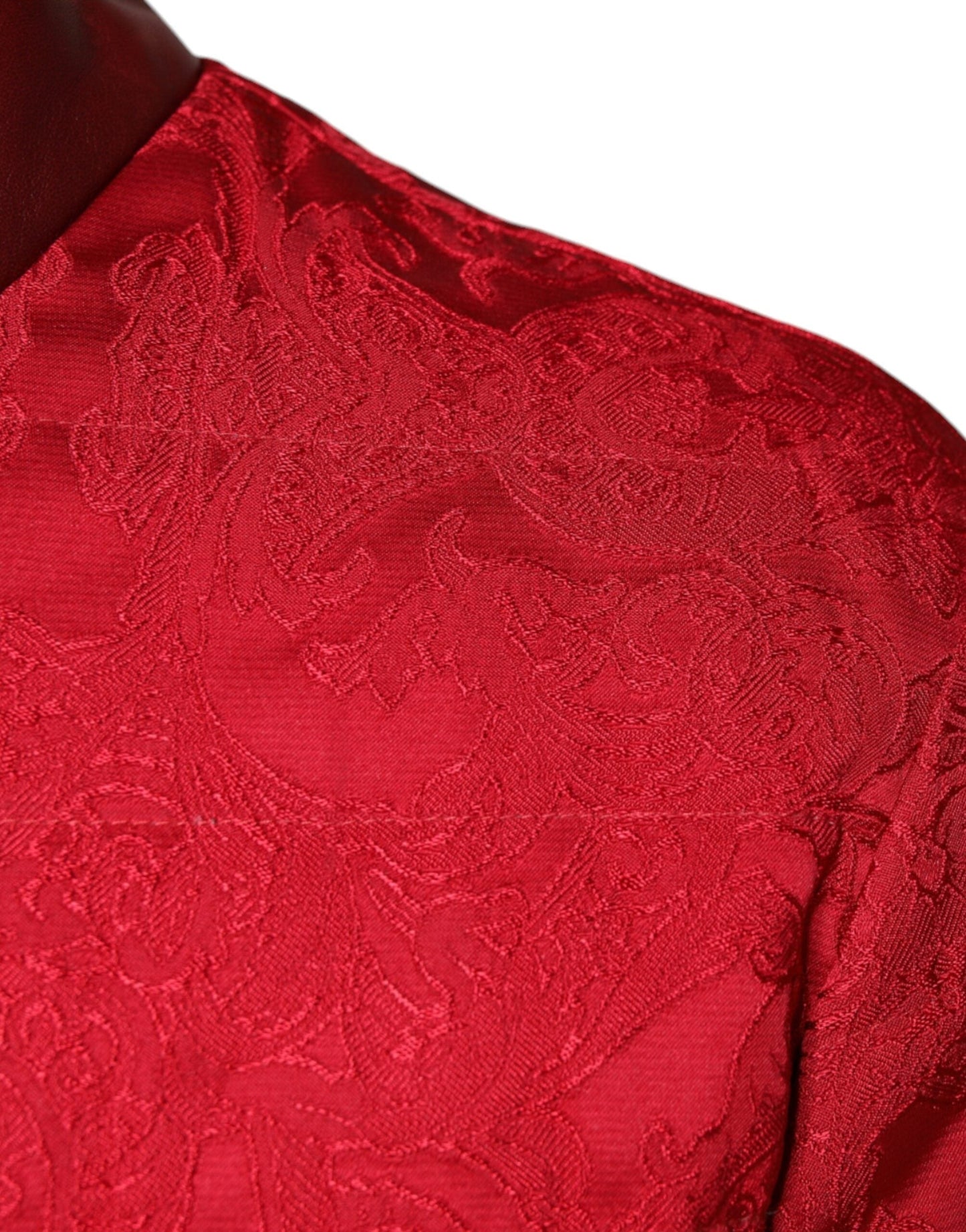 Dolce & Gabbana Red Quilted Bomber Gold Crown Logo Men's Jacket